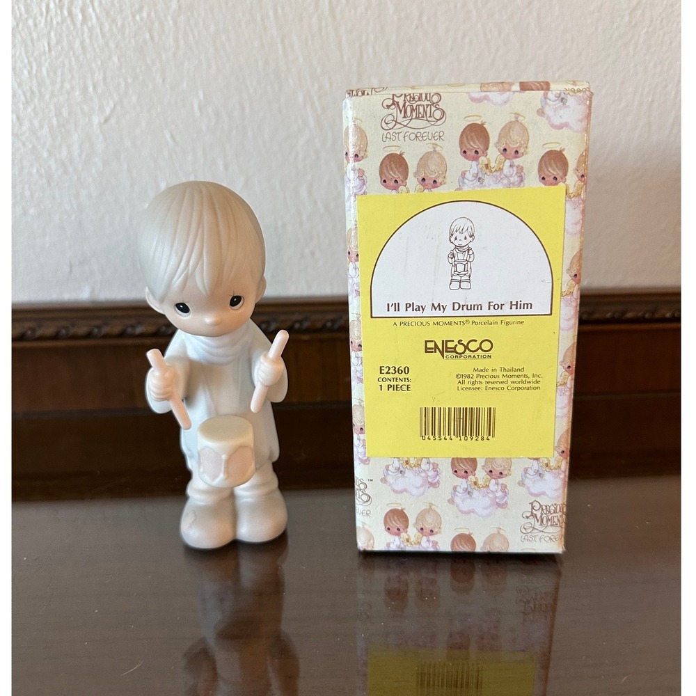 Precious Moments I'll Play My Drum For Him Porcelain Figurine E2360 Vintage Box